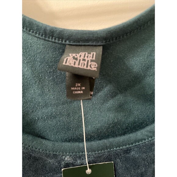 Wild Fable Women's Plus Velour Green Top Tank Cropped Striped Size 2X - Picture 3 of 12